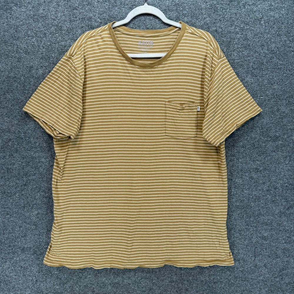 Katin Tshirt Mens Large Gold Yellow White Striped Pocket Short Sleeve Tee Casual